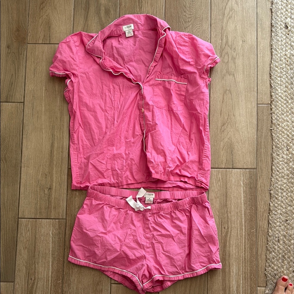 JCrew M Pink Button-Up Pajama Set